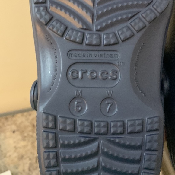 Navy Blue Fur-Lined Crocs - Picture 7 of 13